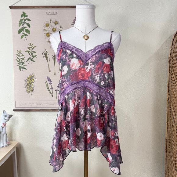 Free People Tops - Intimately Free People Floral Asymmetric Oversized Cami Top Fairy Romantic XS